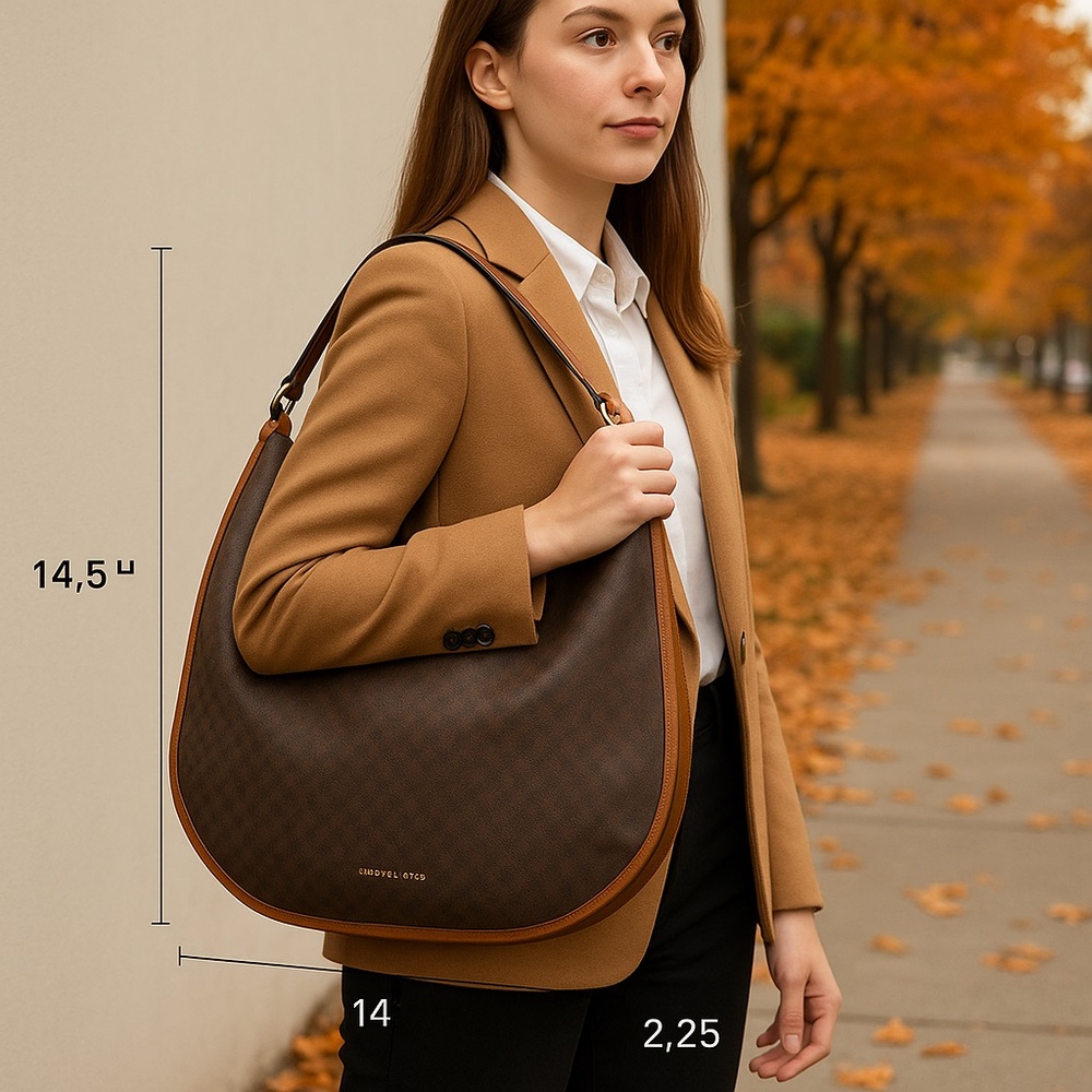 Michael Kors Brown and Tan Crescent Tote Shoulder Bag